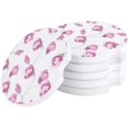 thumbnail image 1 of FMSHPON Spring Pink Floral White Set of 4 Car Coaster for Drinks, Absorbent Ceramic Stone Coasters Cup Mat with Cork Base for Home Kitchen Room Coffee Table Bar Decor, 1 of 5