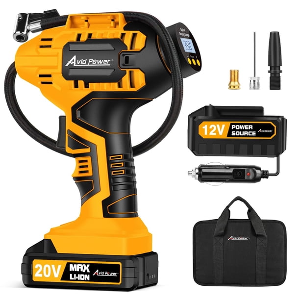 Compresor de aire inflador de neumáticos Avid Power, 20 V, bomba de coche inalámbrica