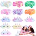thumbnail image 1 of 12 Piezas Favores de Fiesta de Pijamas, Lindas Diademas con Lazo y Antifaz para Dormir de Animales, Suaves Fundas de Felpa para Dormir y Diademas de Spa para Lavado de Cara, Pijamas para Mujeres y Niñ, 1 of 8
