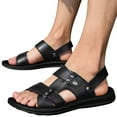 thumbnail image 1 of Leozcaa Men's Leather Fashion Sandals Open Toe Slingback Slip-On Beach Sandals Non-Slip Slide Sandals, 1 of 6