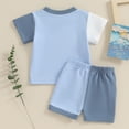 thumbnail image 3 of Bagilaanoe 2pcs Toddler Baby Boy Girl Shorts Set Short Sleeve Contrast Color T Shirt Tops + Shorts 6M 12M 18M 24M 3T Kids Casual Summer Clothes, 3 of 7