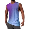 thumbnail image 2 of hlysgo Mens Graphic Tank Tops Casual Gradient Sleeveless Shirts Loose Fitting Crewneck Workout Running Tank Tops Gym Sleeveless Tees Navy,Size L, 2 of 5