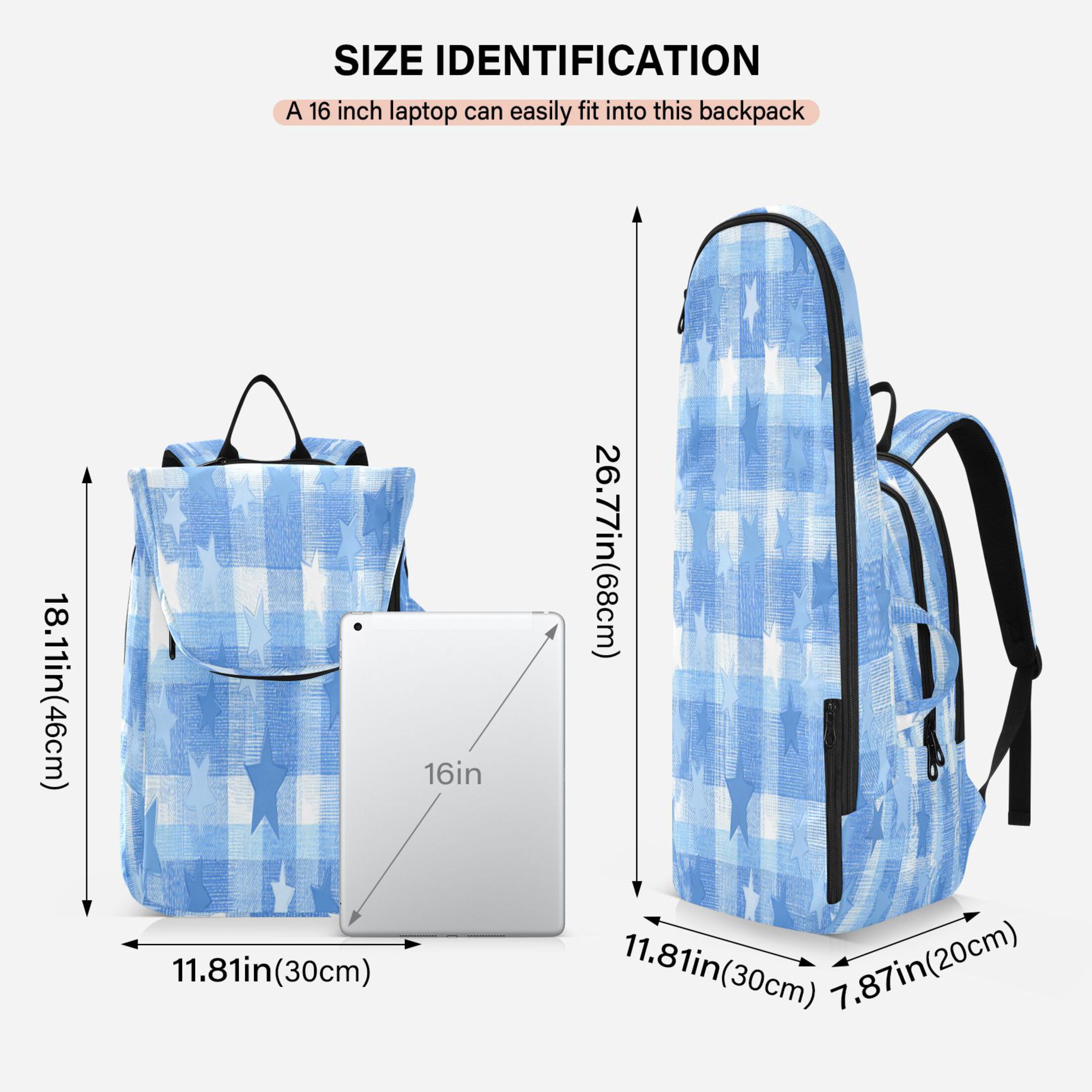 2 Racquet Holder Tennis Backpack Tennis Racket Covers Gym Bags Gentle Blue Stars