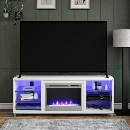Ameriwood Home Lumina Fireplace Space Heater TV Stand for TVs up to 70", White