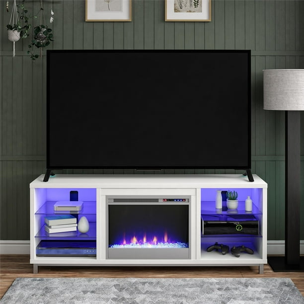 Ameriwood Home Fendall Fireplace Tv, Tv Stand With Fireplace White Contemporary
