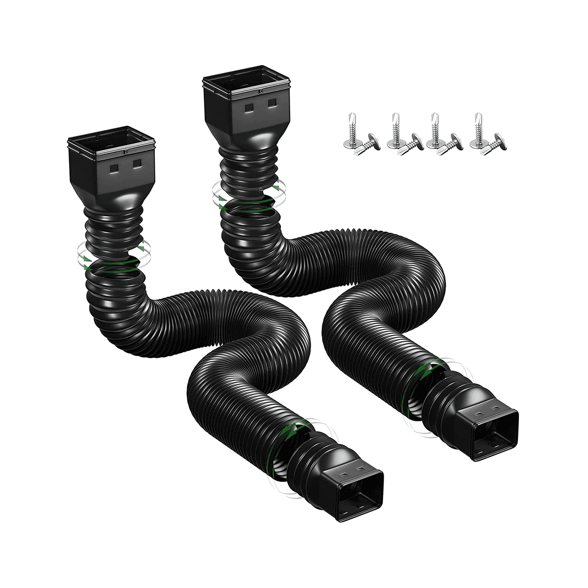 Gutter Downspout Extensions, (2 Pack Black)