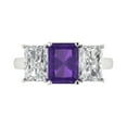 thumbnail image 2 of 4ct emerald cut purple natural amethyst 14k white gold 3 stone Bridal Wedding Engagement Promise Anniversary Ring for Women size 6.75, 2 of 7