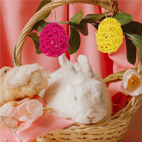 FOMIYES 8Pcs Assorted Color Hanging Easter Eggs Rattan Balls Decorative Party Decor
