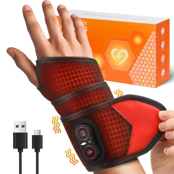 Wrist Heating Pad Wrap Massage, Heated Wrist Braces Carpal Tunnel, Elbow Knee Wrist Ankles Brace Heating Pad, Hand Brace Support Relax, 3000mAh, Gifts for Family, Travel