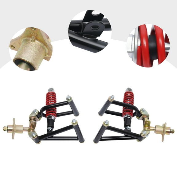 DIY ATV Quad Buggy Go Kart Suspension Parts Set - Iron Construction, 3-Hole Flange, 84.5mm Hole Distance, 28.5cm Shock Length - Durable, Compatible, Easy Install