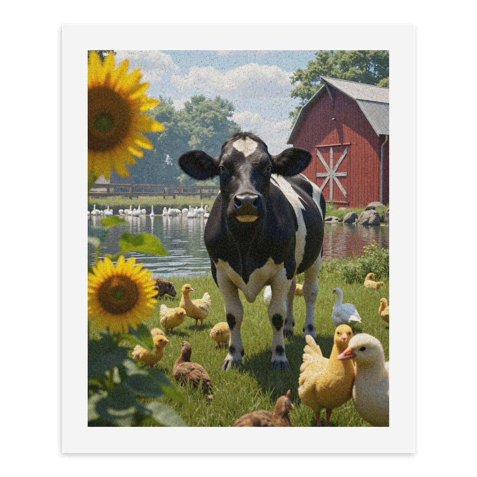 Paint by Numbers Kit for Adults, Cow Farm Pond Sunflowers Ducks Paint by Numbers, Easy Paint by Numbers Kit for Adults Beginner, DIY Adult Paint by Number Kits on Canvas, Home Decor
