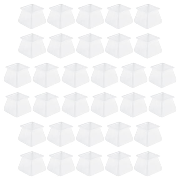 32Pcs Furniture Silicon Protection Cover - Square Silicone Chair Leg Floor Protectors Caps Table Feet Prevents Scratches and Noise