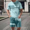 thumbnail image 2 of Sewkxo Men's Summer Casual 2 Piece Crew Neck Outfits Short Sleeve Shirt and Shorts Sets Beach Vacation,Light Green 2XL, 2 of 7