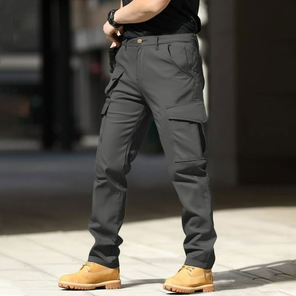 Mens Cargo Work Pants - Durable Ripstop Tactical Material, Water Resistant Breathable, 7 Multi Pockets, Outdoor Hiking & Construction Pants Gray S