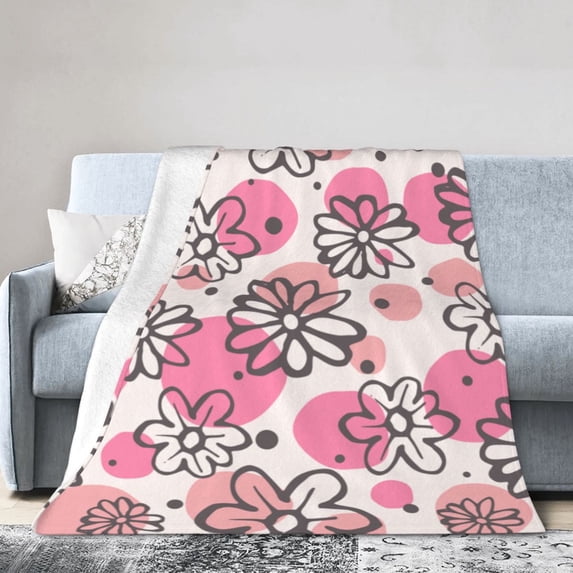 Pastel Flower Geometry Throw Blanket, Anti-Pilling Ultra-Soft Micro Fleece Cover Blanket for Bed Sofa, for All Seasons, 40"x30"