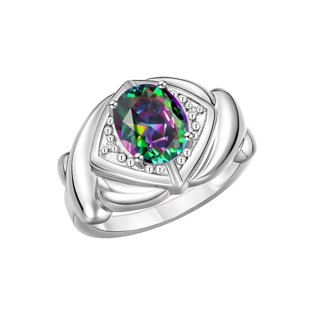RYLOS Bagues pour Femmes Bague en Or Blanc 14K XOXO Câlins et Baisers Bague Pierre Précieuse 9x7 mm et Diamant Bijoux Juin Alexandrite pour Femmes Taille 6