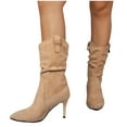 thumbnail image 3 of JUSLIO Winter Boots for Women,High Heel Solid Color Mid Calf Boots Fashion Casual Comfort Pointed Toe Womens Boots, 3 of 8