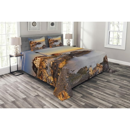 United States Bedspread Set Cape Elizabeth Maine River Portland Lighthouse Sunrise Usa Coast Scenery Decorative Quilted Coverlet Set With Pillow