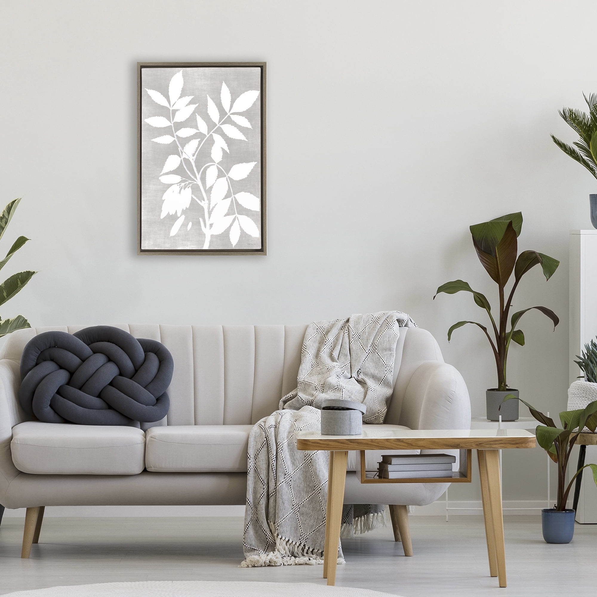 Stupell Industries Minimal Foliage Impression Brown Framed Floater Canvas Wall Art, design by Stellar Design Studio