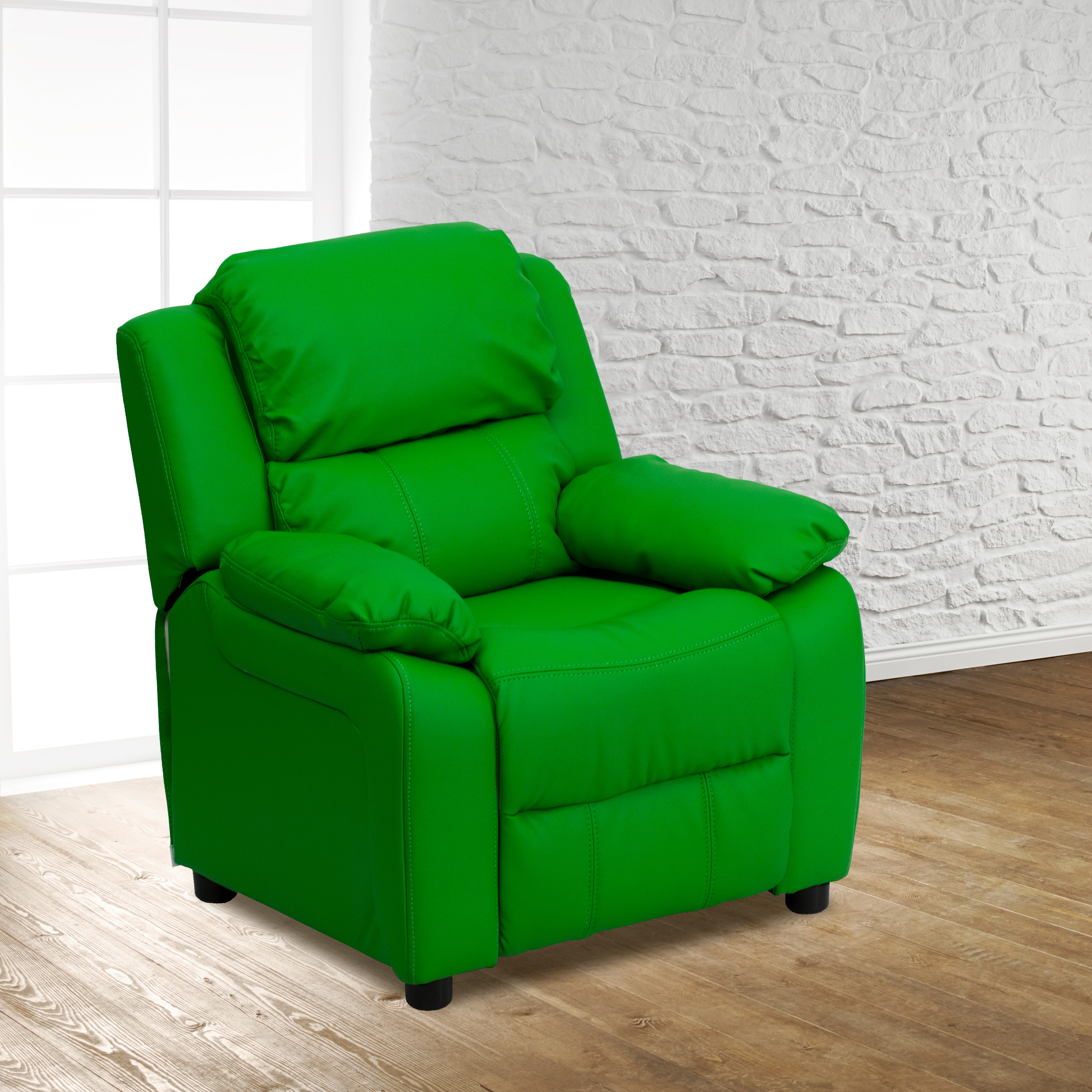 Flash Furniture Standard Vinyl Recliner with Storage, Green Walmart