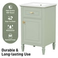 thumbnail image 5 of MAYEERTY 20-Inch Bathroom Vanity with Sink, Solid Wood Legs Adjustable Shelf Tilt-Out Drawer Zinc Alloy Knobs, Modern Freestanding Small Bathroom, Green, 5 of 6