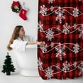 thumbnail image 5 of Christmas Snowflakes Bathroom Shower Curtain Winter Blue Waves Retro Red Black Plaid Waterproof Washable Shower Curtains for Bathtub Bath Decor with Grommets and Hook 54 X 78 Inch, 5 of 8