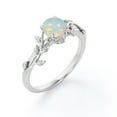 thumbnail image 4 of JeenMata Nature Inspired Design - 0.50 Carat Round Shape Opal - Prong Setting Engagement Ring - 18K White Gold Plating Over Silver, 4 of 7
