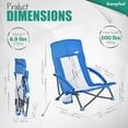 thumbnail image 4 of Sunnyfeel Folding Low Beach Chair, Breathable Mesh Lawn Chair with Detachable Cup Holder & Padded Armrests for Beach Camping Patio, 1 Pack, Blue, 4 of 7