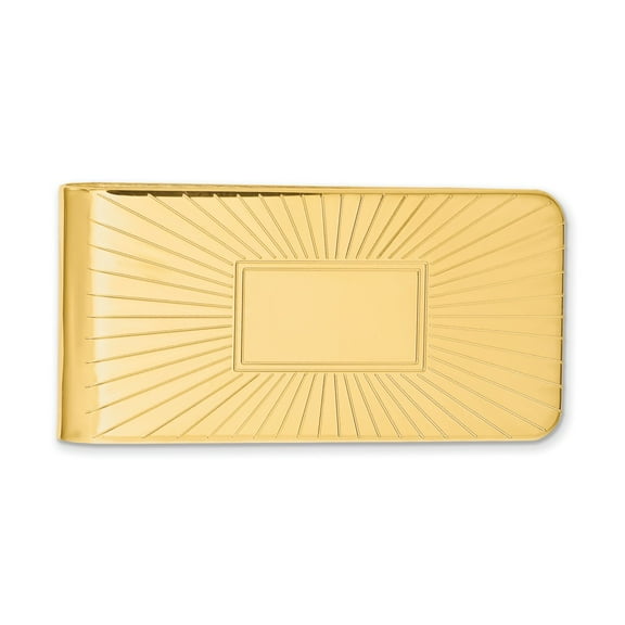 FB Jewels Gold-Plated Kelly Waters Engravable Grooved Starburst Money Clip