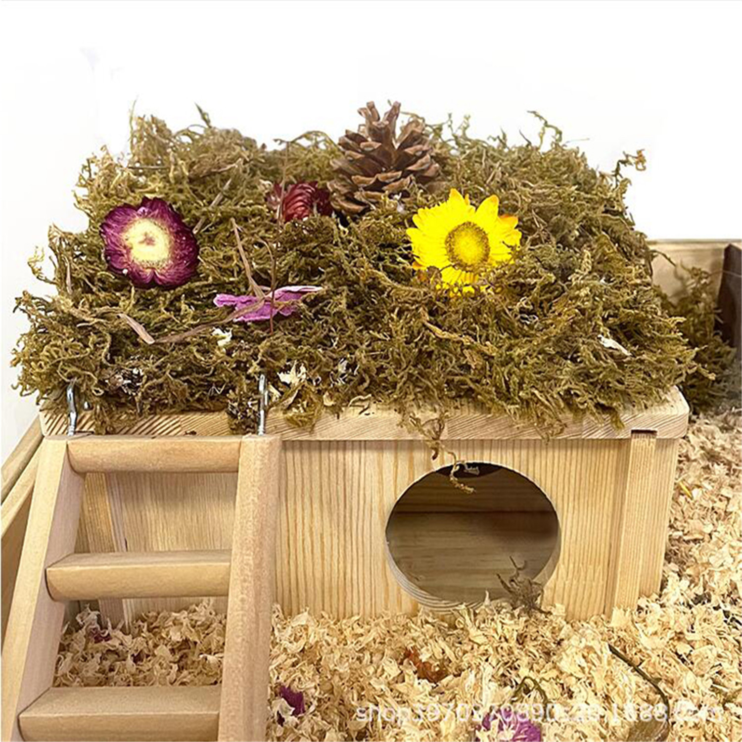 BQBQERT Hamster Wooden House Natural Small Animal Cage Chew Toy for Mouse Gerbil Hedgehog