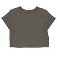 thumbnail image 5 of Women Short Sleeve Cropped T-Shirts Crew Neck Loose Crop Tops Summer Casual Drop Shoulder Basic Tees Grey M, 5 of 5