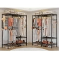 thumbnail image 5 of HOKEEPER 1100LBS Portable Closet Wardrobe Heavy Duty Clothes Rack, Freestanding Clothing Rack with 3 Hang Rods, 5 Shelves & Hooks , Adjustable Closet Garment Rack Commercial Grade, Black, 5 of 12