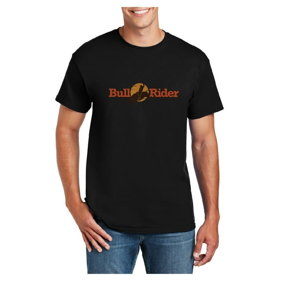 Big Size Bull Rider Cowbow Graphic Men's DryBlend Cotton Polyester T-Shirt - Black XL