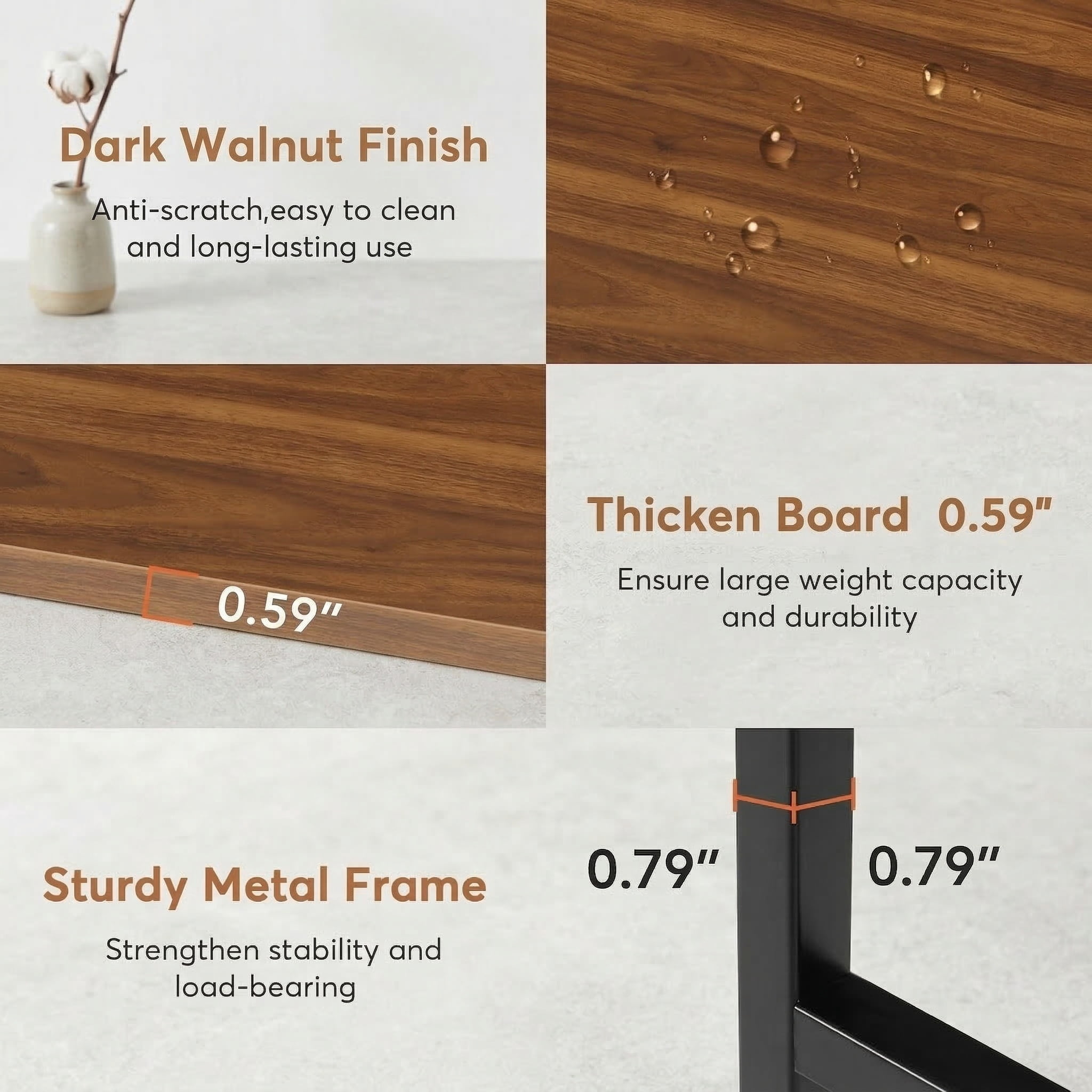 Fnova 43" Kitchen Prep Table with Storage, Butcher Block Island with Large Worktop, Bar Table for Bistro, Rustic Brown (Stools Not Included)