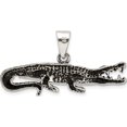 thumbnail image 4 of Sterling Silver Antiqued Textured Crocodile Pendant Polished Open back Sculptural Luxe Feminine Ideal for collectors and jewelry lovers, 4 of 4
