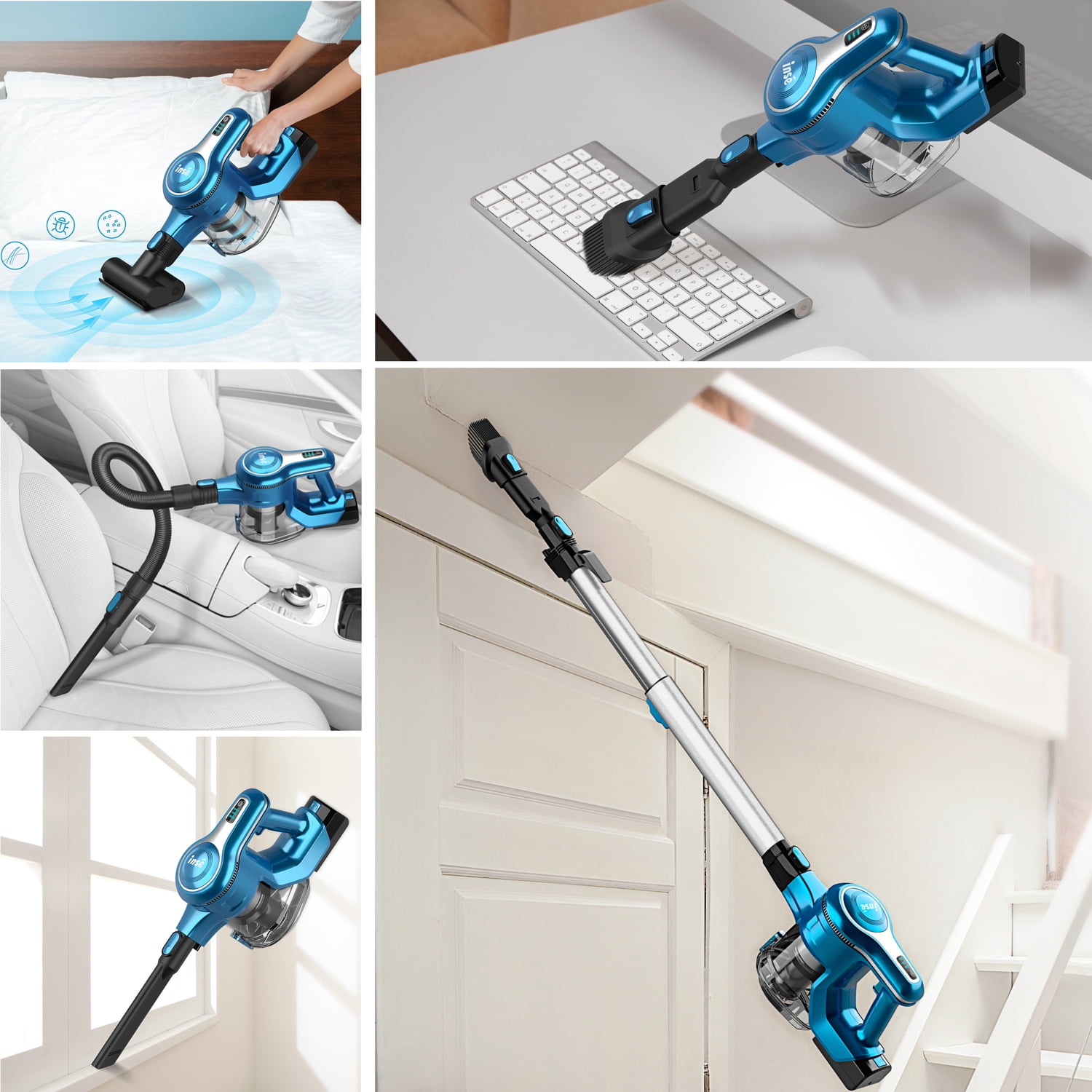 INSE Cordless Vacuum Cleaner, 23Kpa 265W Brushless Motor Stick Vacuum, up to 45 Mins Max Runtime, 12-in-1 Lightweight Handheld for Carpet Hard Floor Pet Hair - 2