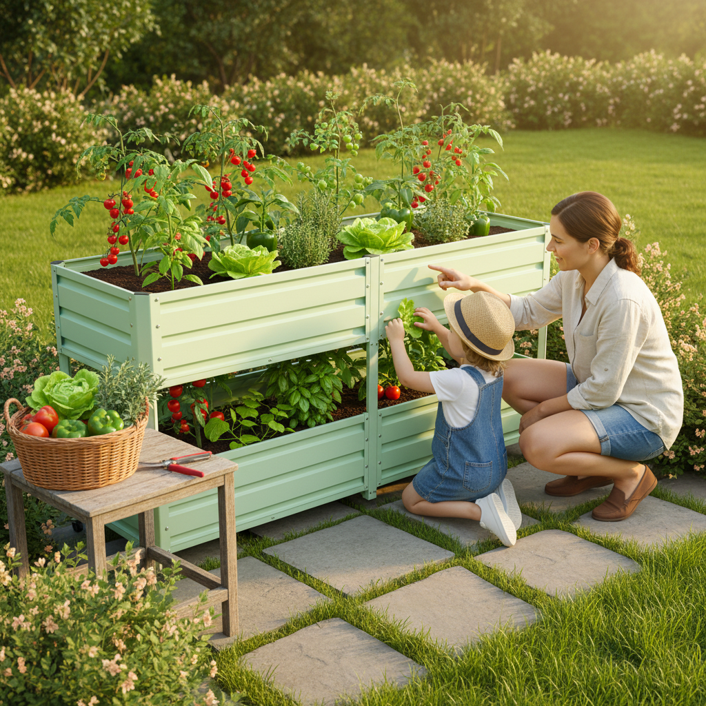 Mintazer 2-Tier Elevated Metal Raised Garden Bed with Lockable Wheels, 2-Layer Raised Planter Box for Backyard Patio Balcony Greenhouse, Green