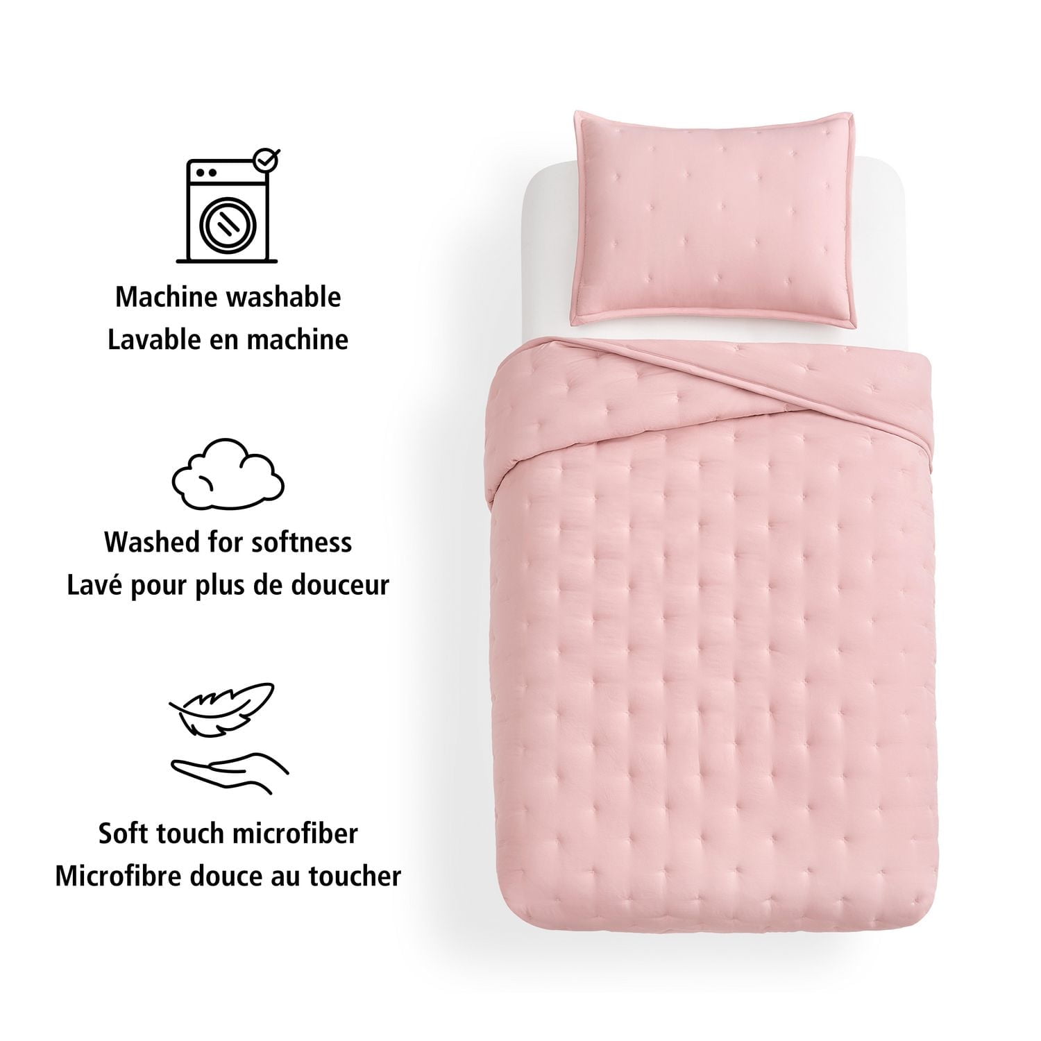 Mainstays 3-Piece Comforter Set, Pink Blush, Double Queen