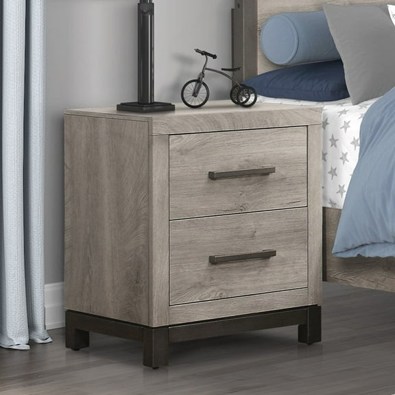 Tcbosik Modern Bedside Table in Gray, 2-Drawers Wood Nightstand, 20"L x 17"W x 24.5"H