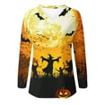 thumbnail image 3 of Oplxuo Halloween Costumes for Women Long Sleeve V-Neck Casual Shirts Loose Fit Basic Pullover Funny Holiday Tees, 3 of 4