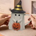 thumbnail image 6 of Ceramic ghost mug, Halloween Creative Spooky Cup with Cute Face, Cute Mug for Men, Women & Teens - Microwave & Dishwasher Safe (With gold border), 6 of 13