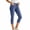 Blue, variant on Women's Plus Size Stretchy Denim Capris with Pockets Trendy Mid Distressed Hem Casual Summer Pants
