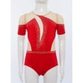 thumbnail image 2 of iixpin Kids Girls Sparkly Rhinestone Gymnastics Leotard Figure Skating Dance Bodysuit Performance Unitard Red 12, 2 of 7