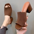 thumbnail image 3 of Sandalias de tacón grueso de bloque bajo de punto Zapatos de tacón de vestir Sandalias de tacón para mujer, 3 of 8