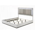 thumbnail image 4 of Queen Size High-Gloss Marble & Lacquer Finish Bedframe with LED Lighting, Gray, Master Bedroom, 4 of 5