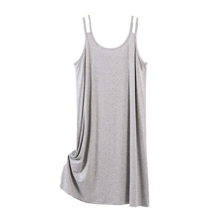 Defitshape Women s Chemise Nightgwn Lingerie Sleep Slip Dress Lounging Loungewear Midi Modal Sleeping Classic Night Dress Lounge Nightshirt Grey X-Large