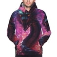 thumbnail image 4 of KLL Neon Futuristic Dragon Print Mens Hoodie Long Sleeve Casual Pullover Hooded Sweatshirt Fashion Drawstring Hoodies with Pocket-Medium, 4 of 6