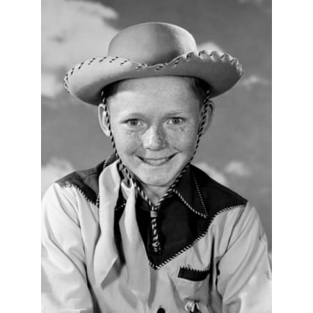 Portrait of boy wearing cowboy costume Stretched Canvas -  (18 x