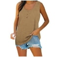 thumbnail image 2 of Ydkzymd Womens Tank Tops Khaki Henley Fashion Solid Color Tunics Plus Size Petite Sleeveless Blouses Button Up Flowy Casual T Shirts Khaki L, 2 of 7
