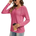 thumbnail image 6 of Mohiass Hoodies for Women Trendy Waffle Knit Button Oversized Sweatshirt Hooded Loose Fit V Neck Long Sleeve Fall Clothes Hot Pink 2XL, 6 of 6